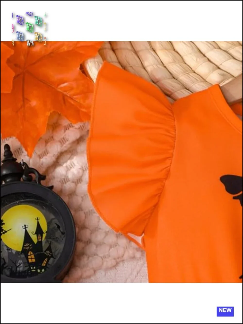 Toddler Girls Halloween Tutu Dress Pumpkin Ruffle Sleeve A-Line Costume